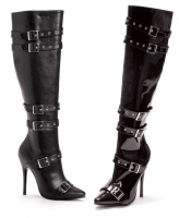 516-Lexi Ellie Boots, 5 inch high heels Buckles Zipper Knee High Boots