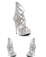 532-Julia Ellie Shoes, 5 Inch Metallic Heel Straps  Shoes