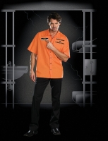 7615 Dreamgirl Costume, Inmate Ken B. Crazy Button front short sleeve