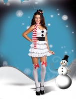 7683 Dreamgirl Costume, Let It Snow Ruffle hem dress with contrasting