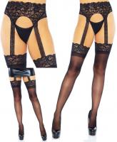 1782 Leg Avenue Lace top opaque stockings garter
