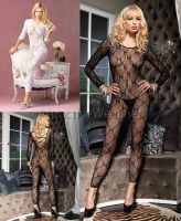 8678 Leg Avenue Bodystocking,  long sleeved footless bow lace bod