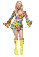 8630 Leg Avenue Costume,  hippie go-go girl Costume, print long b