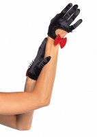 2030 Leg Avenue Gloves, Satin cut out cropped glove with velvet bow a
