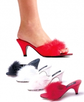 Phoebe Ellie Shoes, Satin Marabou Slippers Shoes